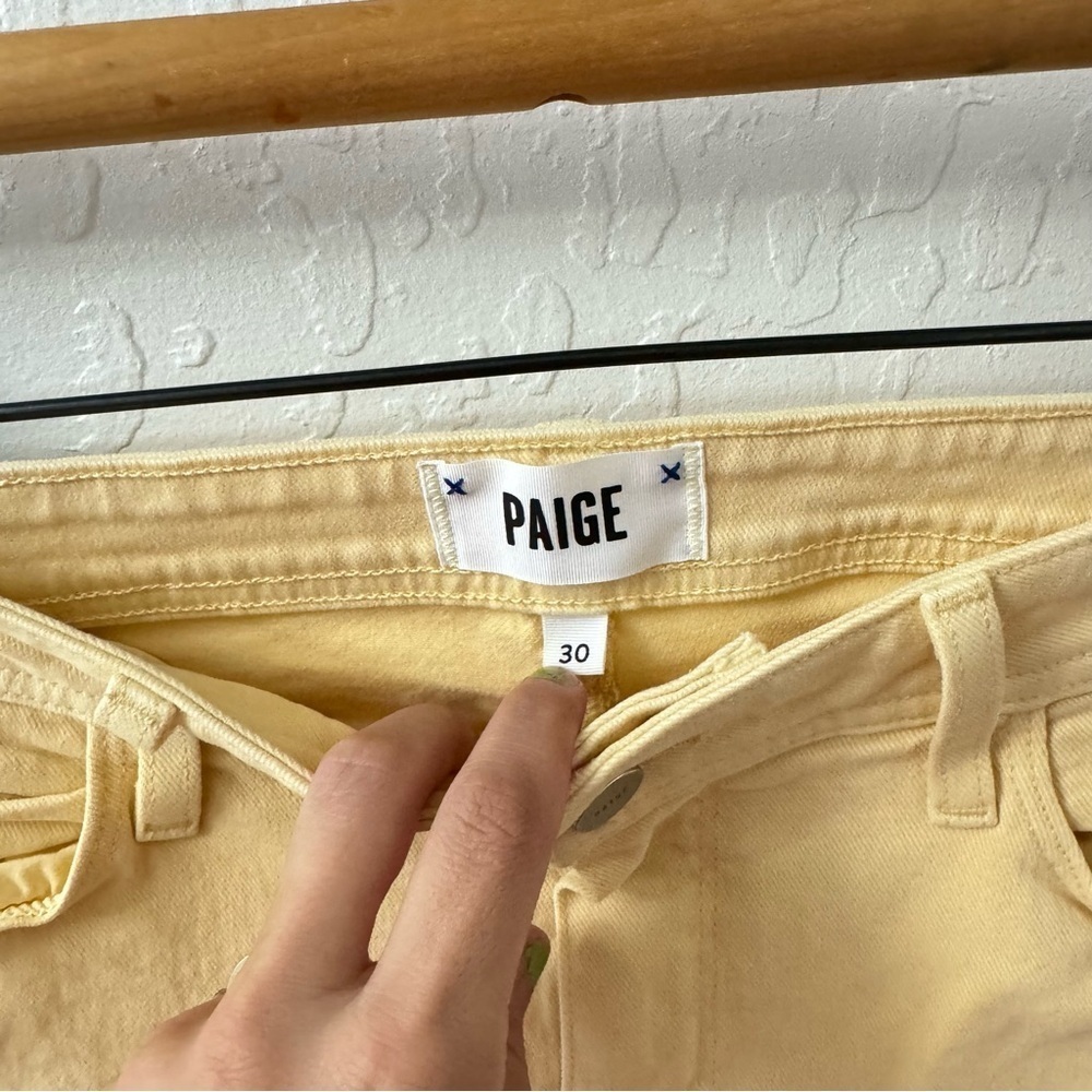 Paige Butter Yellow Claudine Ankle Flare Denim Jeans Size 30 - Picture 8 of 12